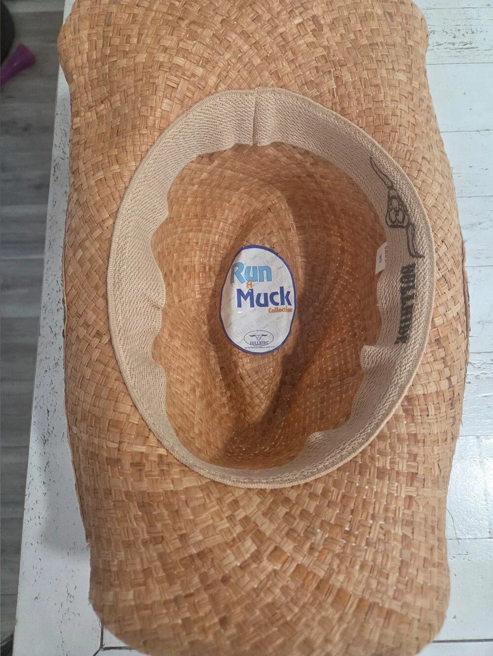 Run a Muck Collection Straw Western Hat with Turquoise Details